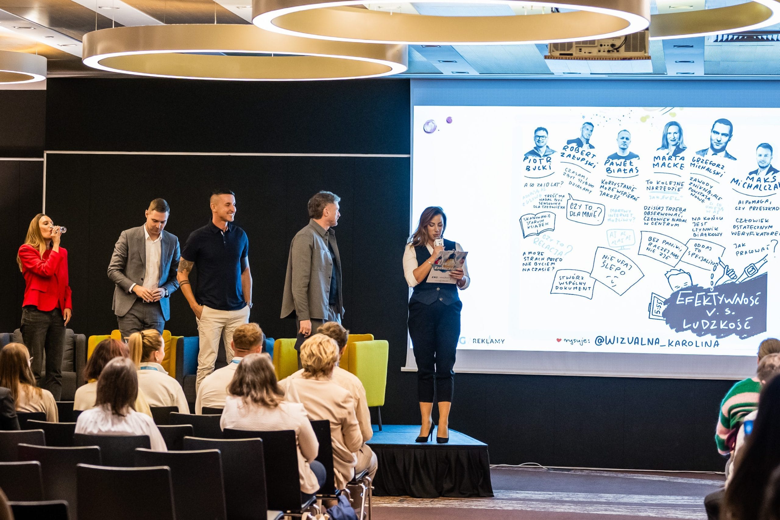 graphic recording na konferencji – notatki wizualne wyświetlane na ekranie podczas wystąpienia